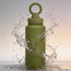 Athletica Wellness Co Custom Water Bottle - Olive Green | 1L Magnetic Tumbler Flask
