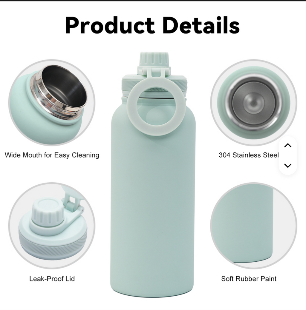 Athletica Wellness Co  Custom Water Bottle - Rose Pink | 1L Magnetic Tumbler Flask