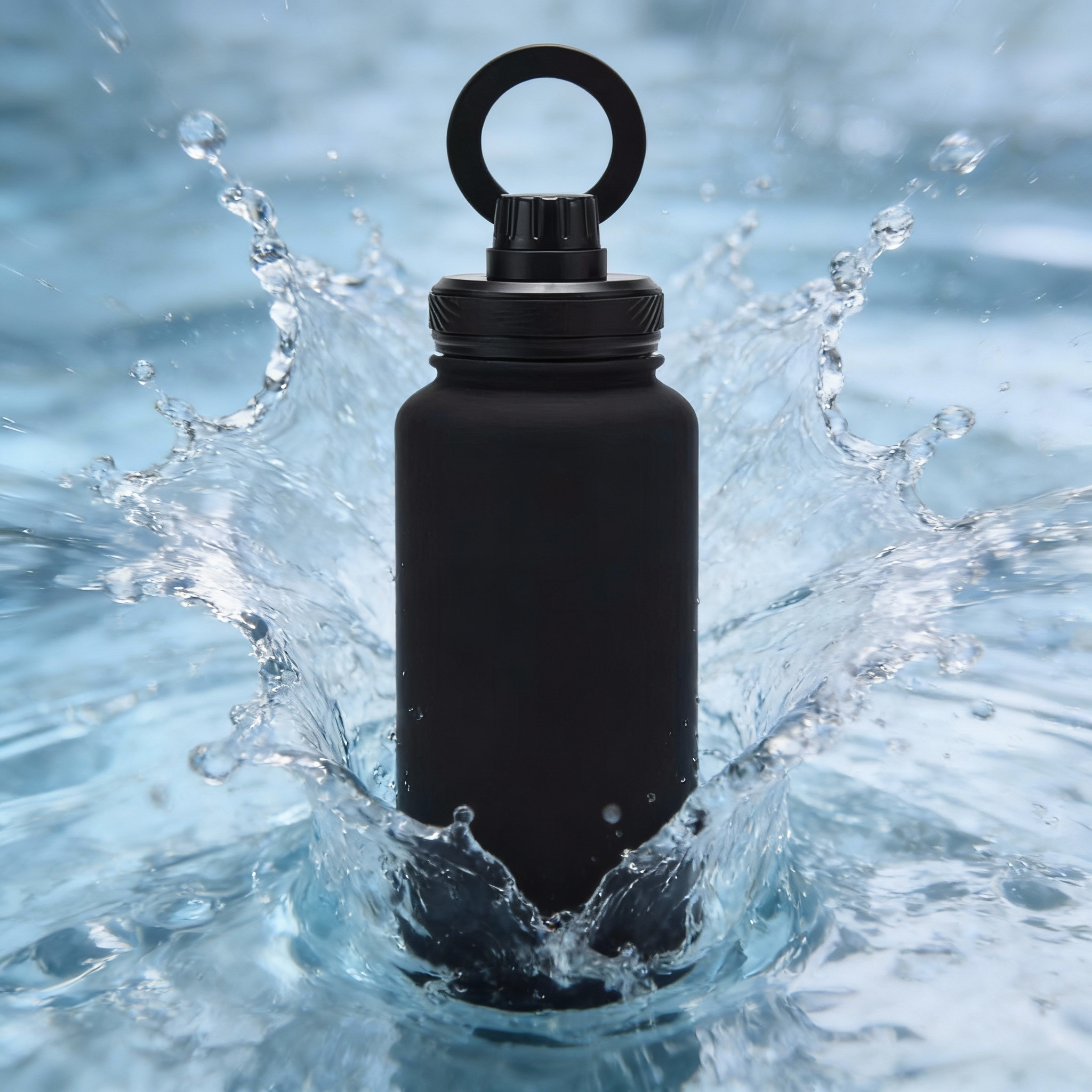 Athletica Wellness Co Custom Water Bottle - Matte Black | 1L Magnetic Tumbler Flask