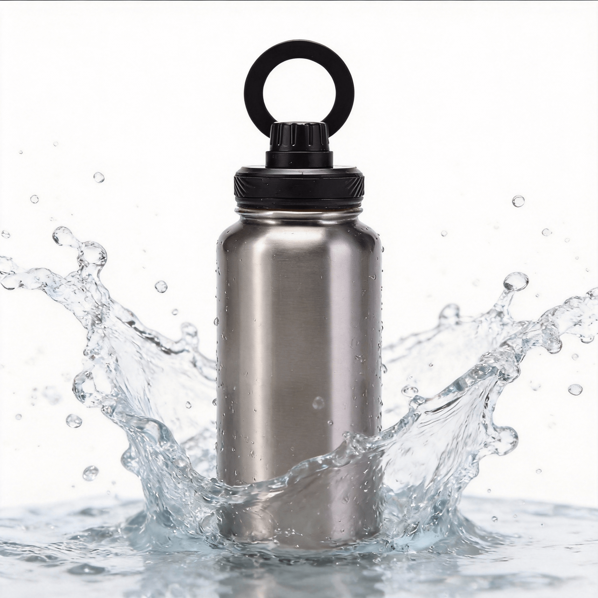Athletica Wellness Co Custom Water Bottle - Silver | 1L Magnetic Tumbler Flask
