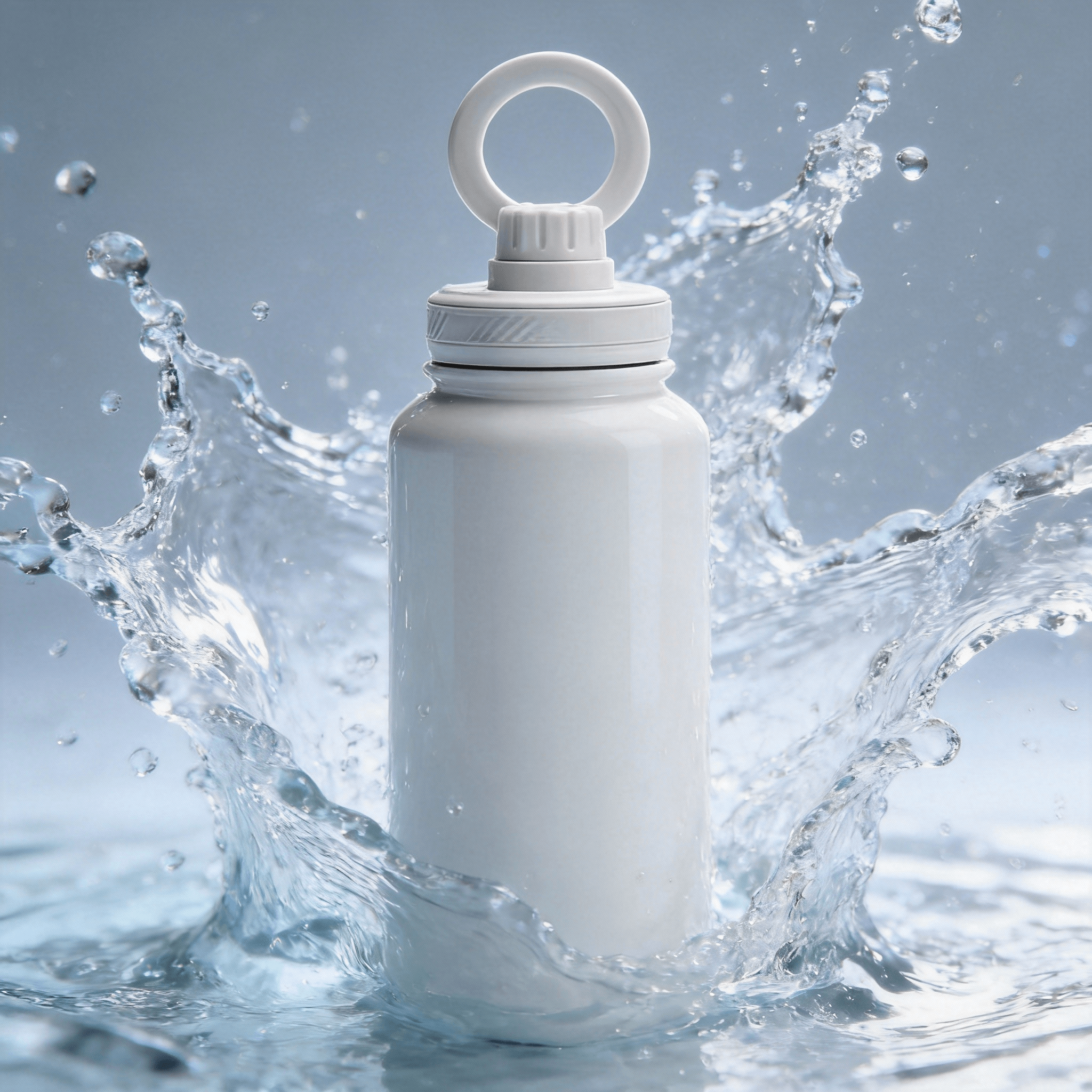 Athletica Wellness Co  Custom Water Bottle -White | 1L Magnetic Tumbler Flask